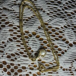 Gold and White Textured Necklace with Organic Design